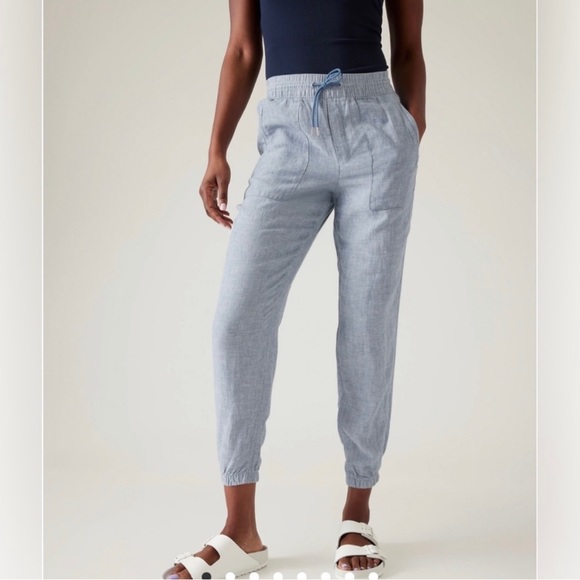 Athleta retreat linen jogger in blue nwt size 6 - Picture 2 of 6